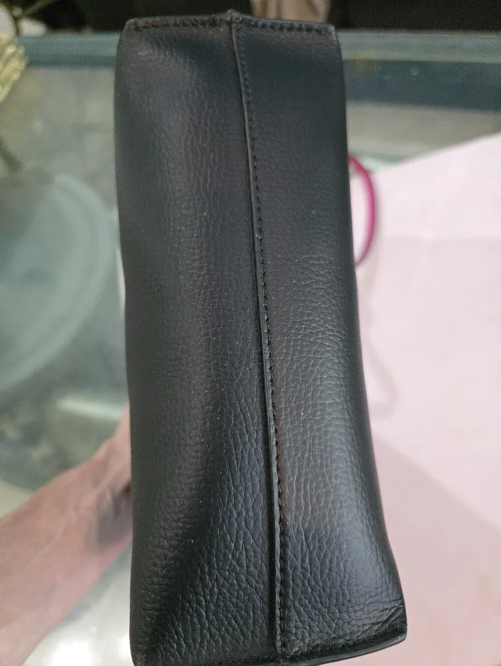 kate spade Black Leather Crossbody with Pink Strap and Gold Hardware